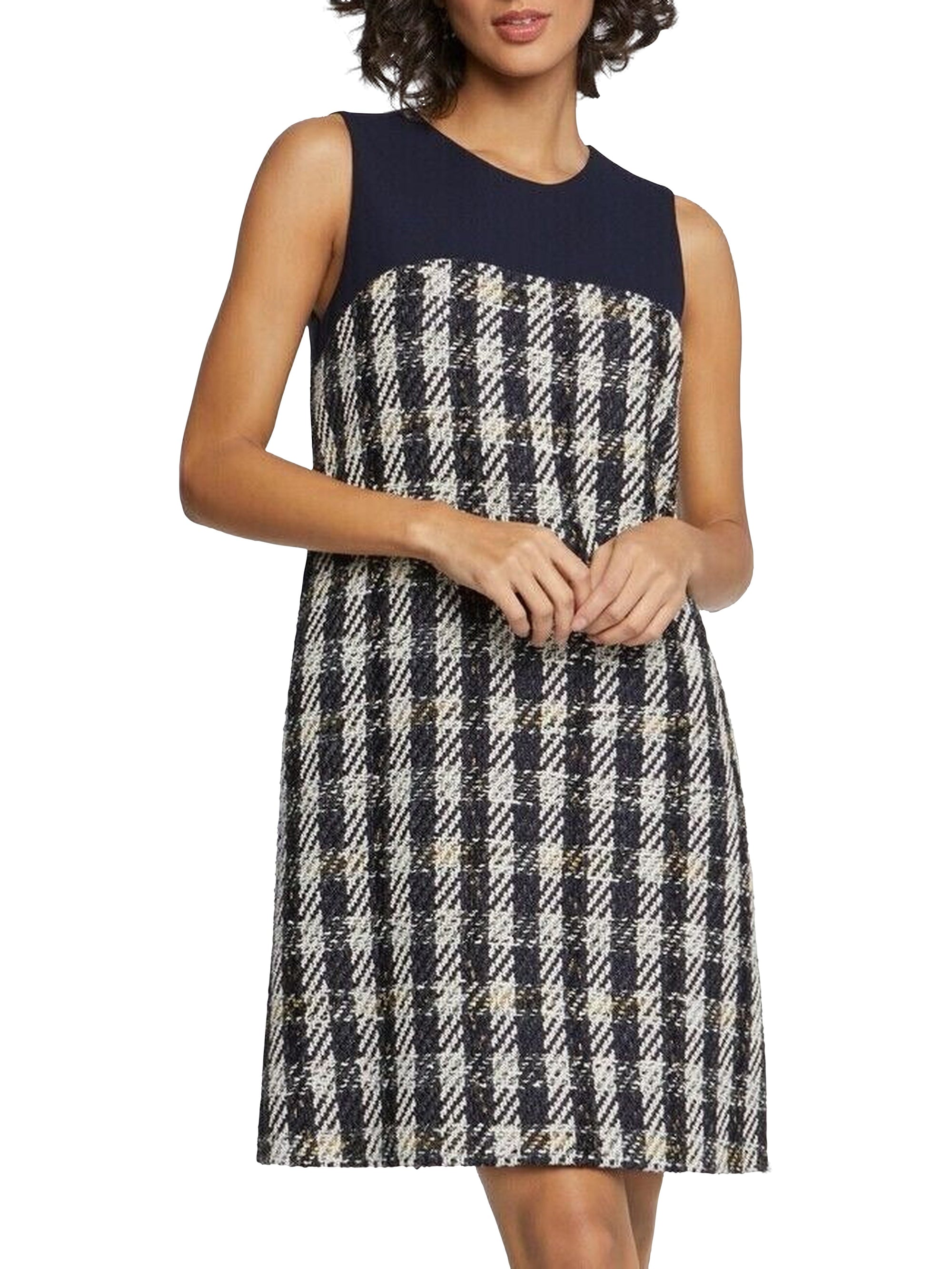 NOIR / BLANC CASSE ROBE BIMATIERE