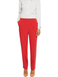Pantalon stretch en popeline de coton - Rouge orange