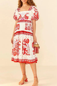 Robe midi Rio à carreaux en coton - Rouge