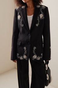 Blazer brodé en laine - Black