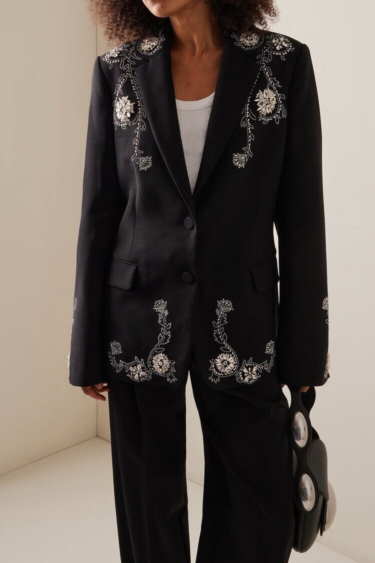 Blazer brodé en laine - Black