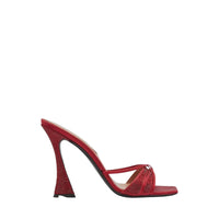 Lust 100 mules - Red satin crystal clear