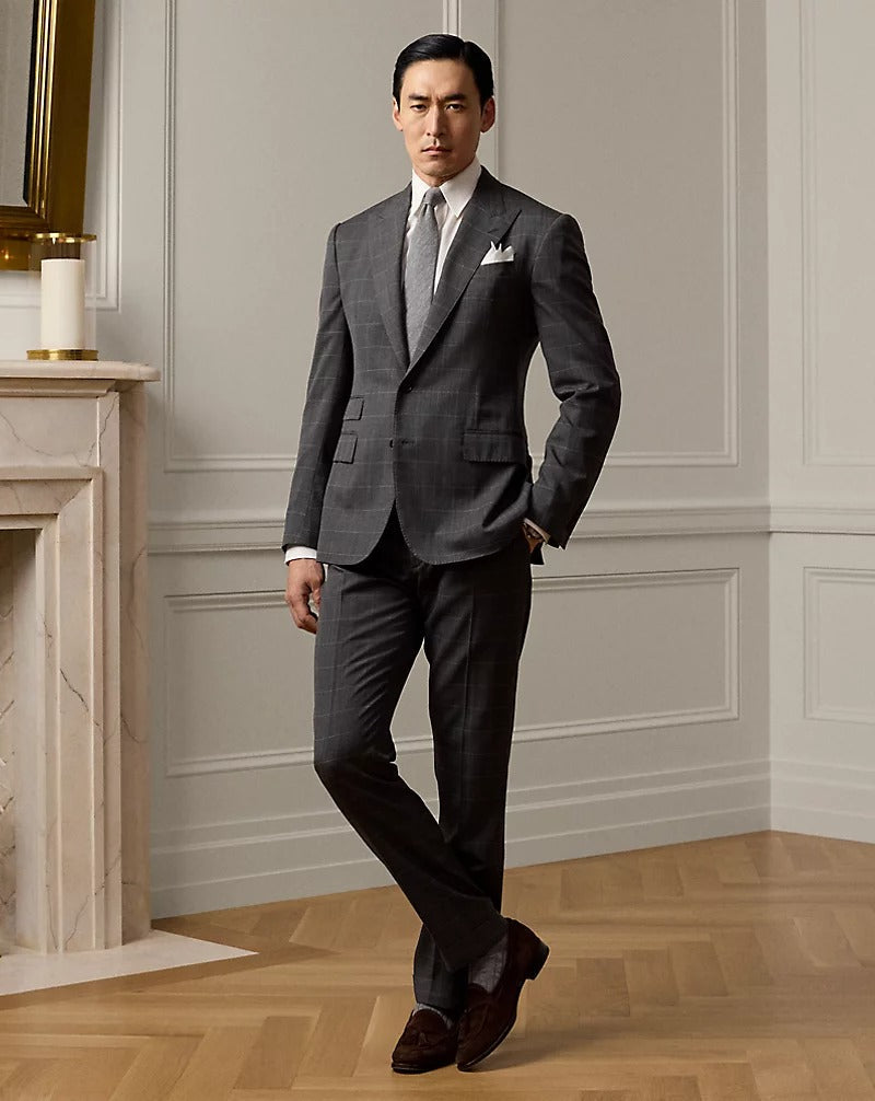 Hand-made Kent partridge-eye wool suit - Charcoal