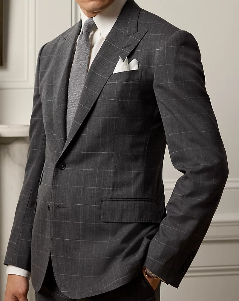 Hand-made Kent partridge-eye wool suit - Charcoal