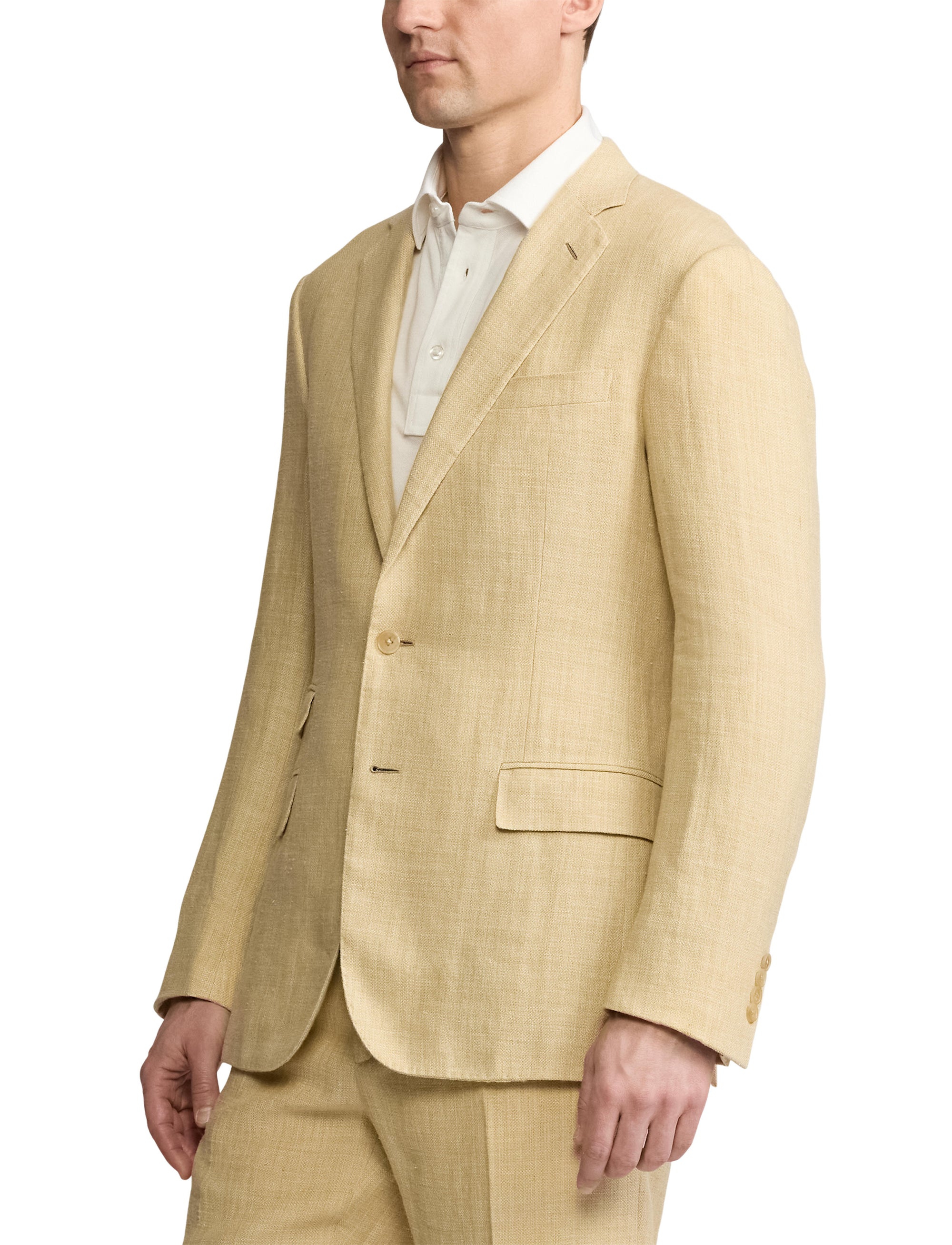 Veste Kent en lin et soie mélangé - Tan & Multicolore