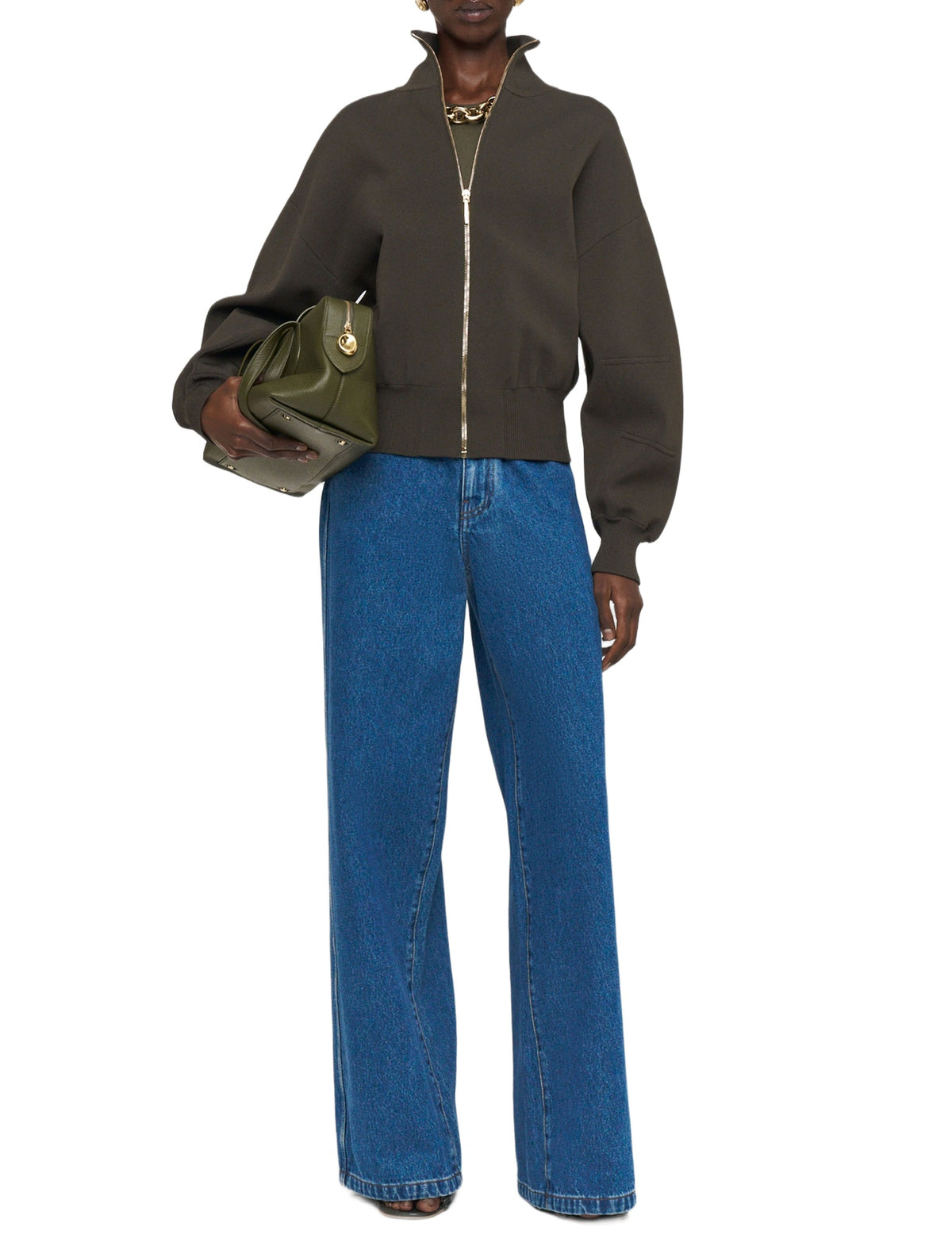 Loose-fitting sand-coloured bomber jacket - Palm Leaf