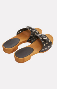Sabots Club 30 en cuir - Noir