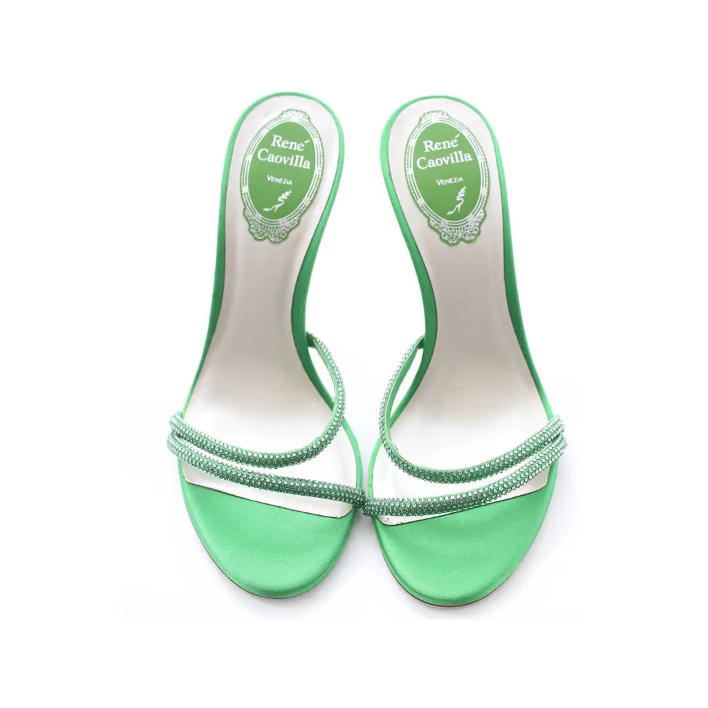 Sandales à talons Irina 105 à strass en satin - Verde & Erinite