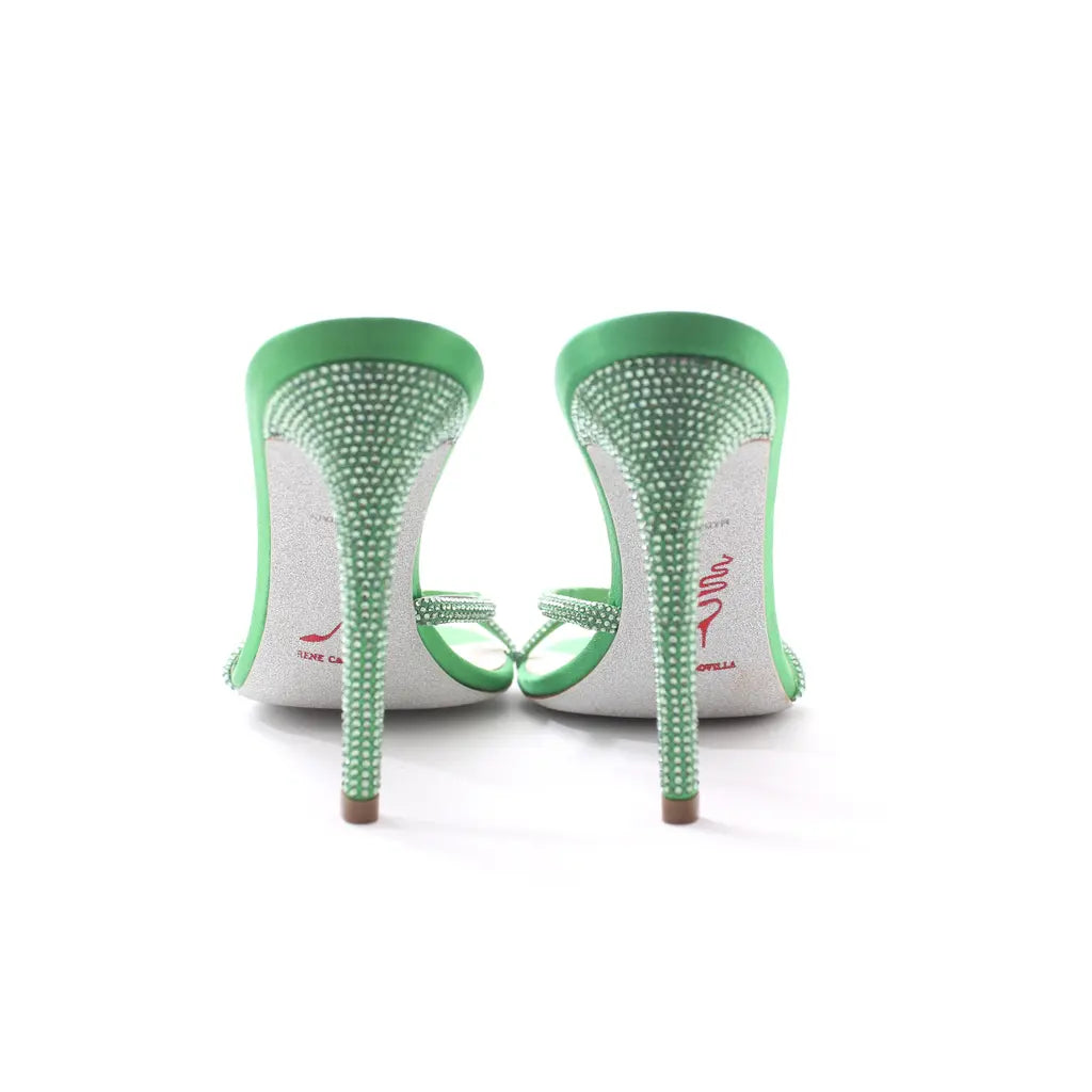 Sandales à talons Irina 105 à strass en satin - Verde & Erinite
