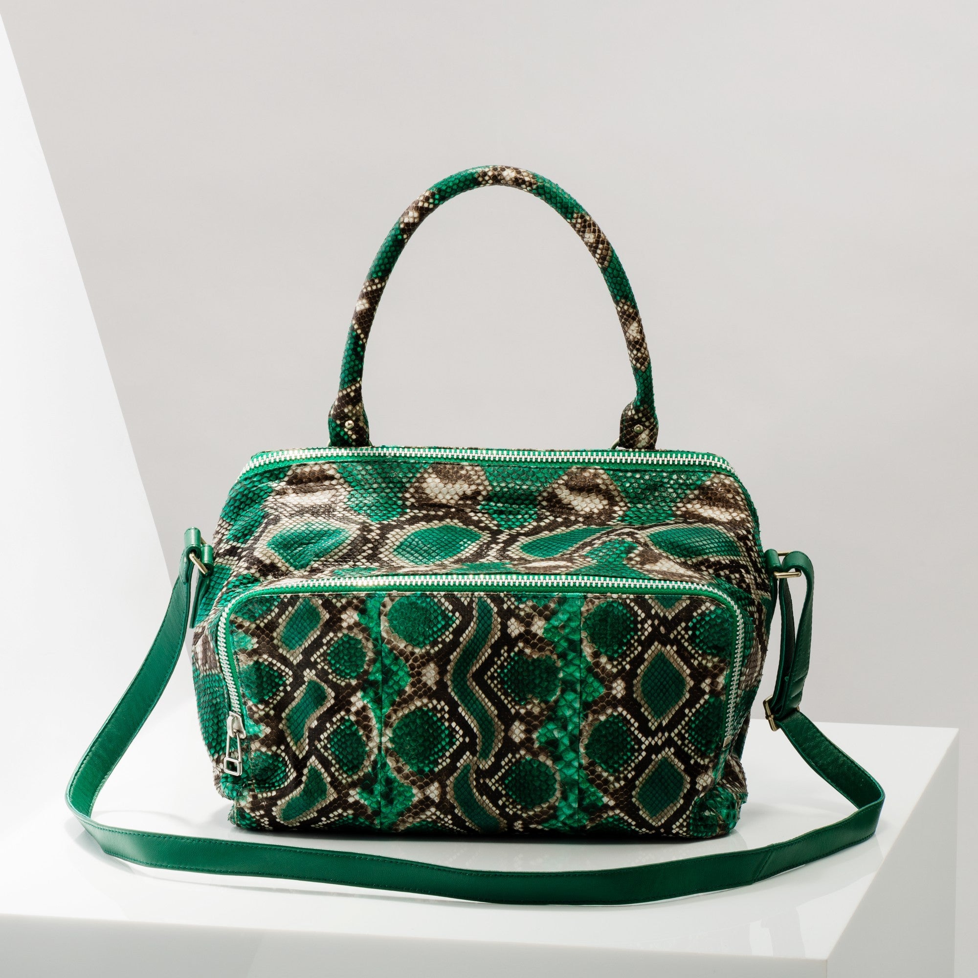 Lalya bag in python - Painted Green
