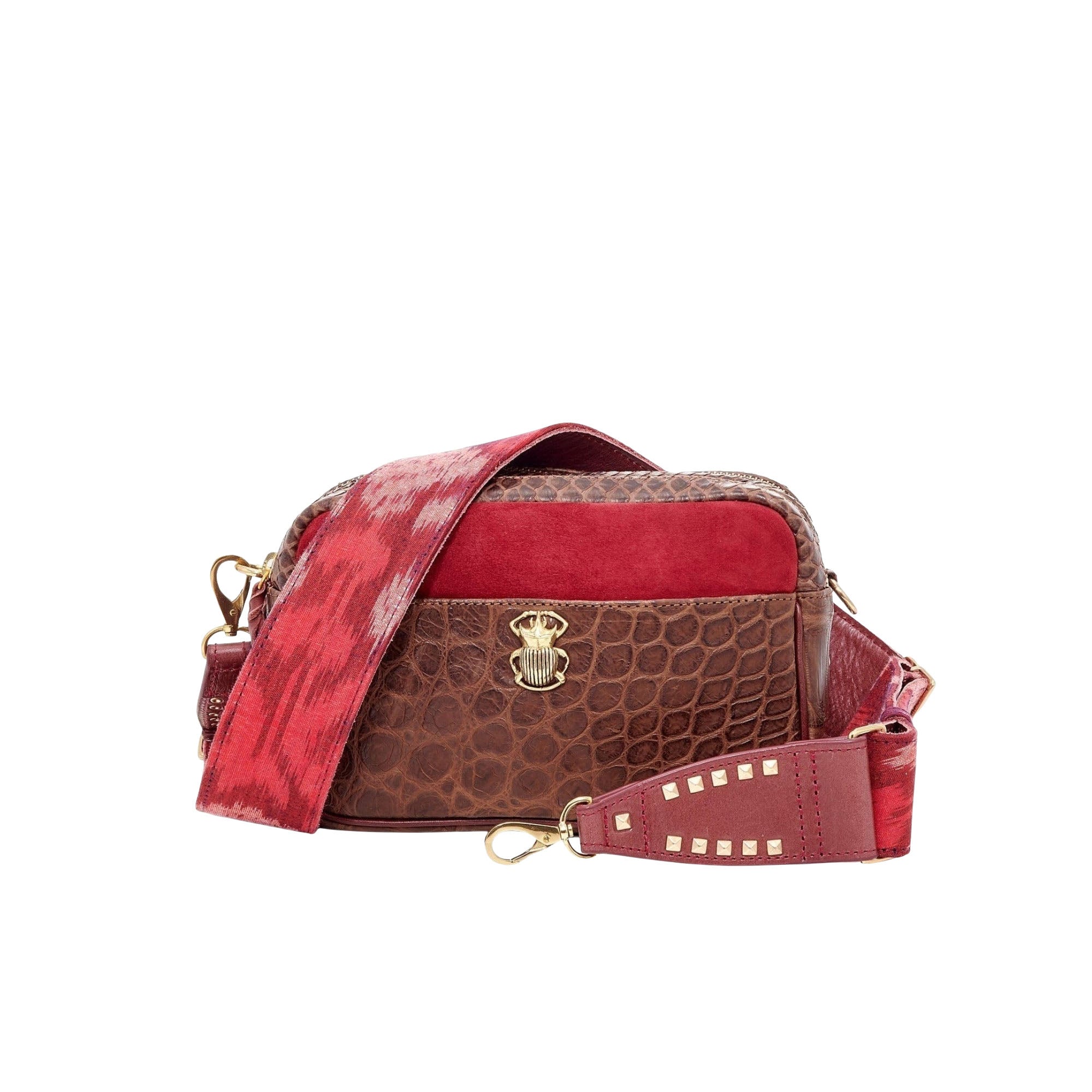 Sac Lily en crocodile et python - Chocolat