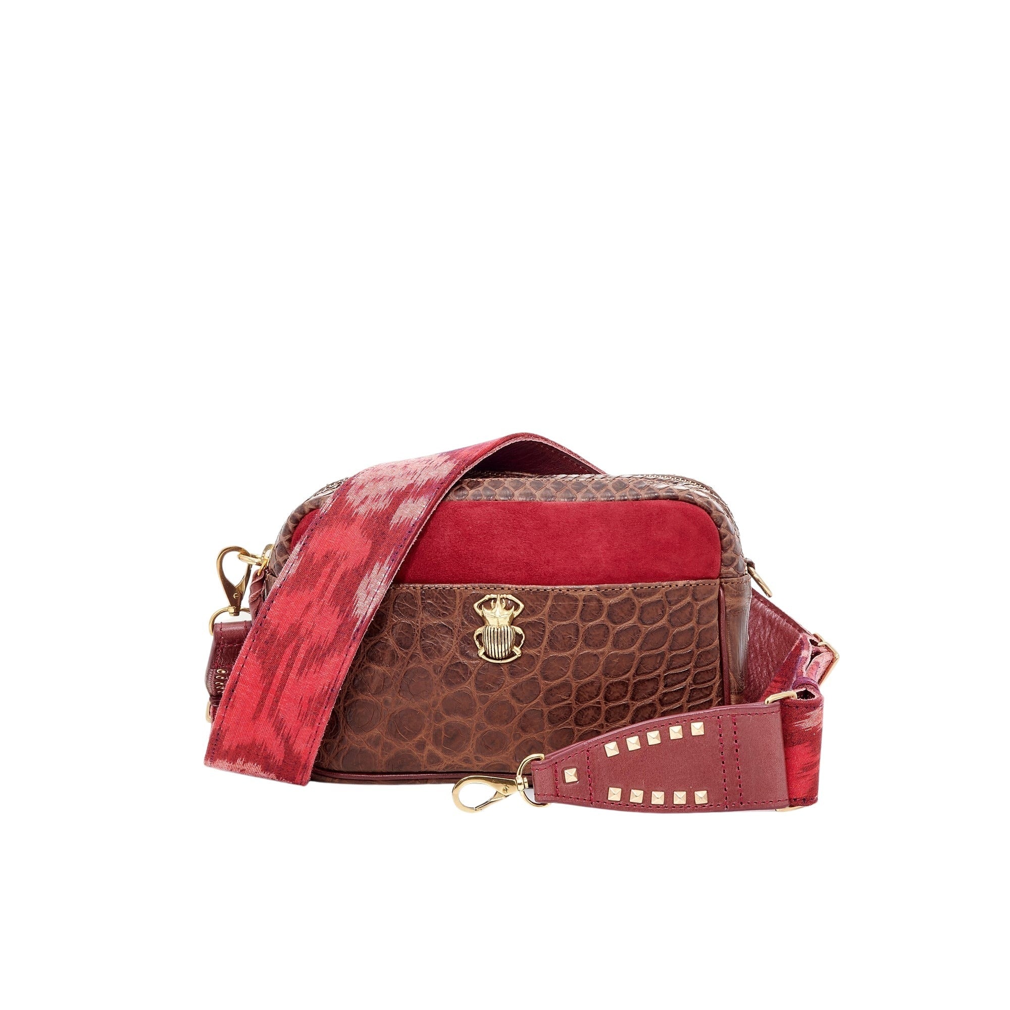 Sac Lily en crocodile et python - Chocolat