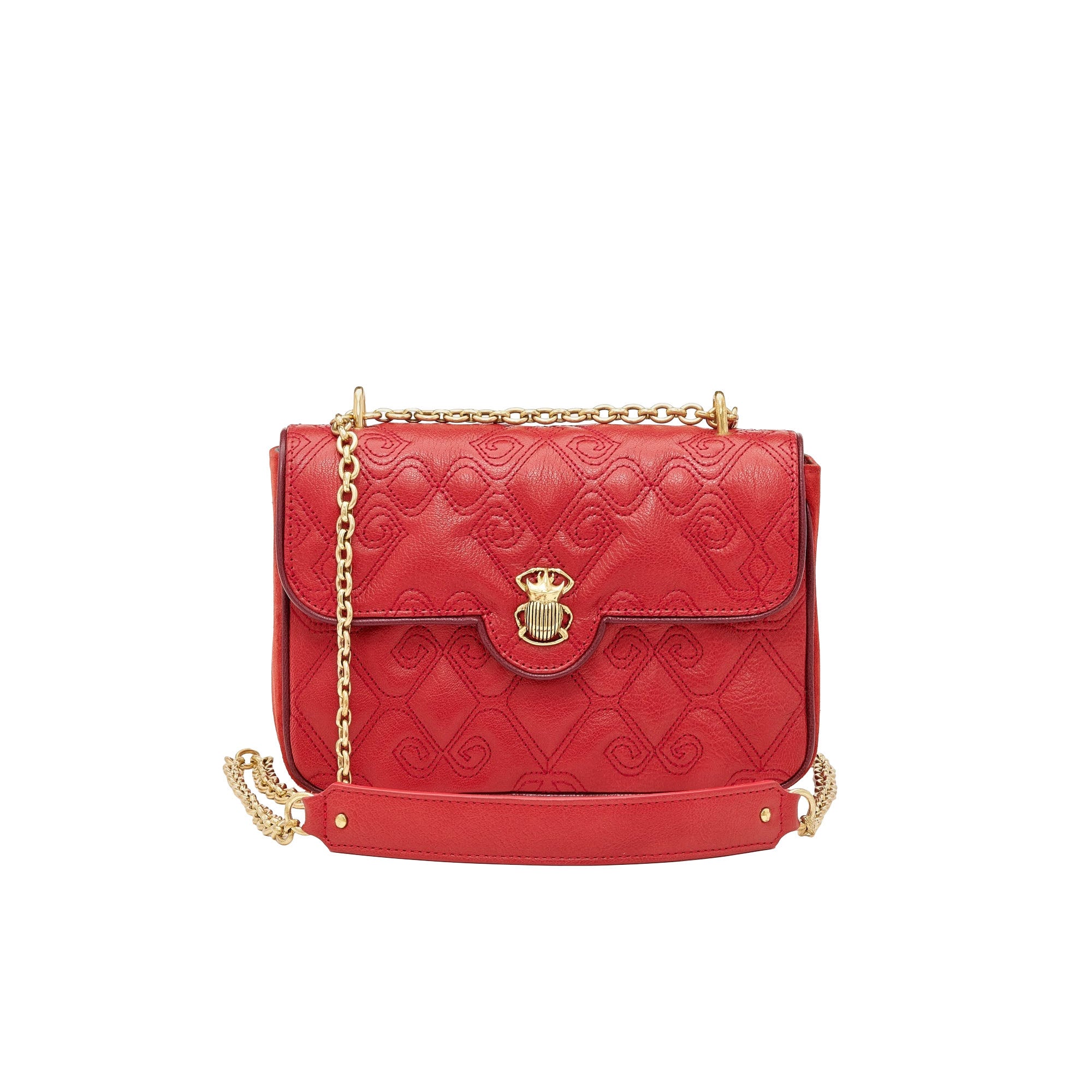 Ava medium leather bag - Vermilion