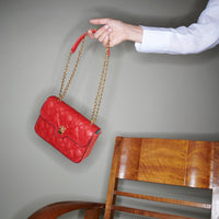 Ava medium leather bag - Vermilion