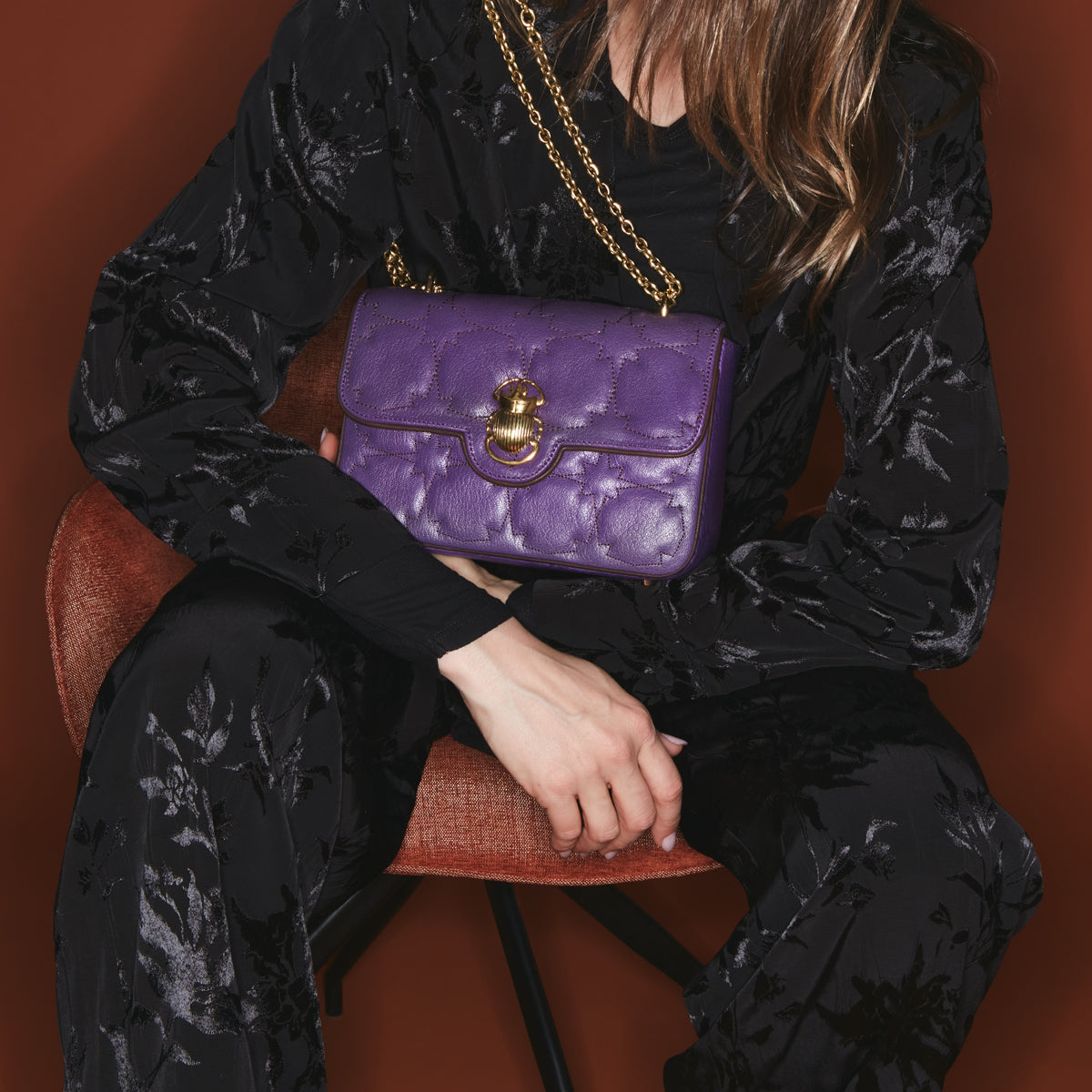Ava medium leather bag - Purple