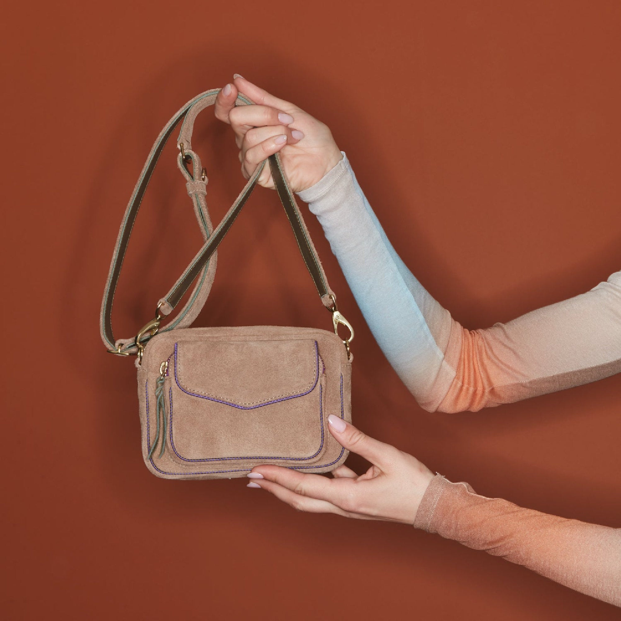 Petit sac Charly en cuir - Grège