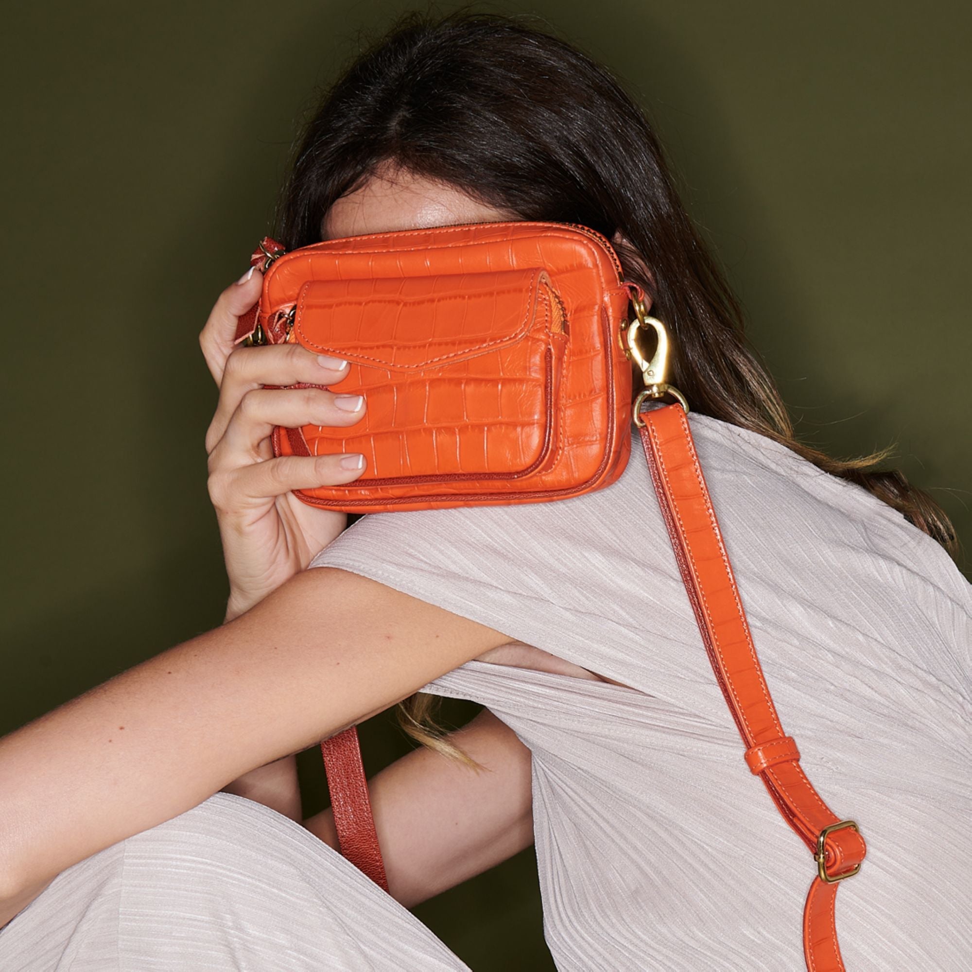 Charly small leather bag - Koi Orange