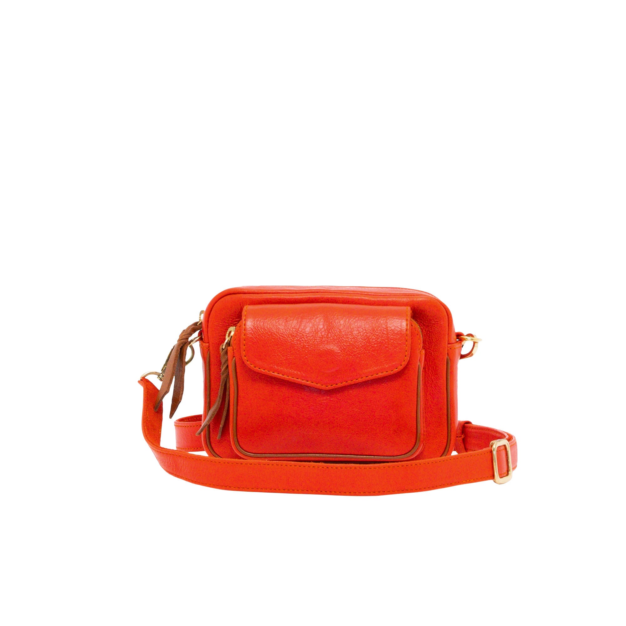 Petit sac Charly en cuir - Orange Goyave