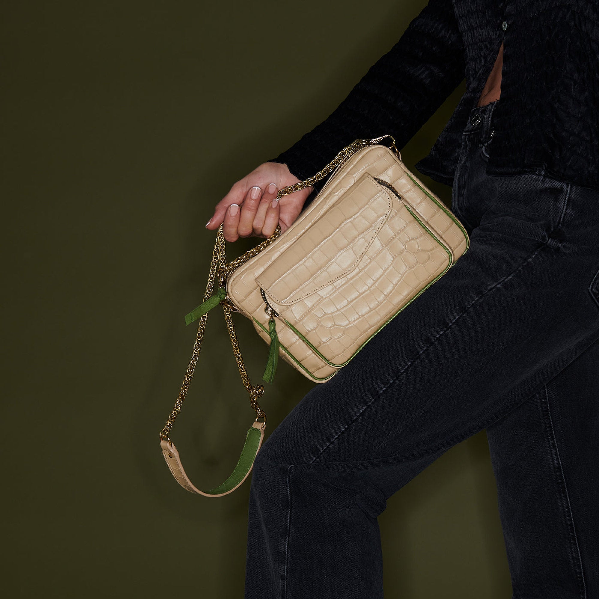 Large Charly leather bag - Sésame