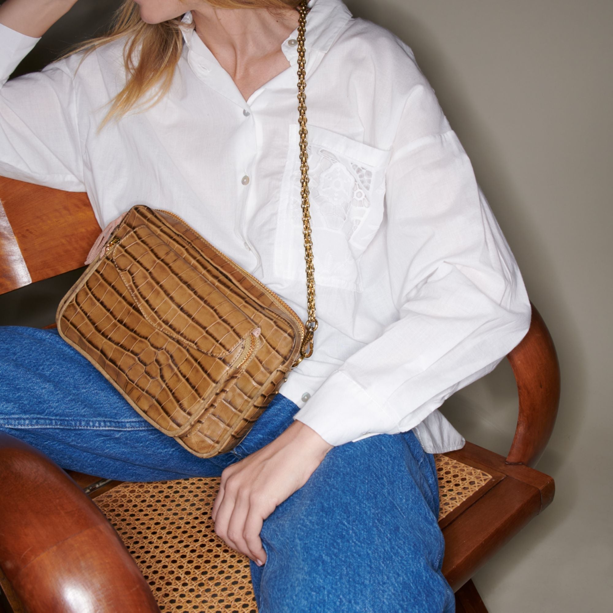 Grand sac Charly en cuir - Tabac
