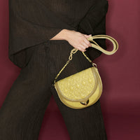 Grand sac Victoria en cuir - Jaune Mais