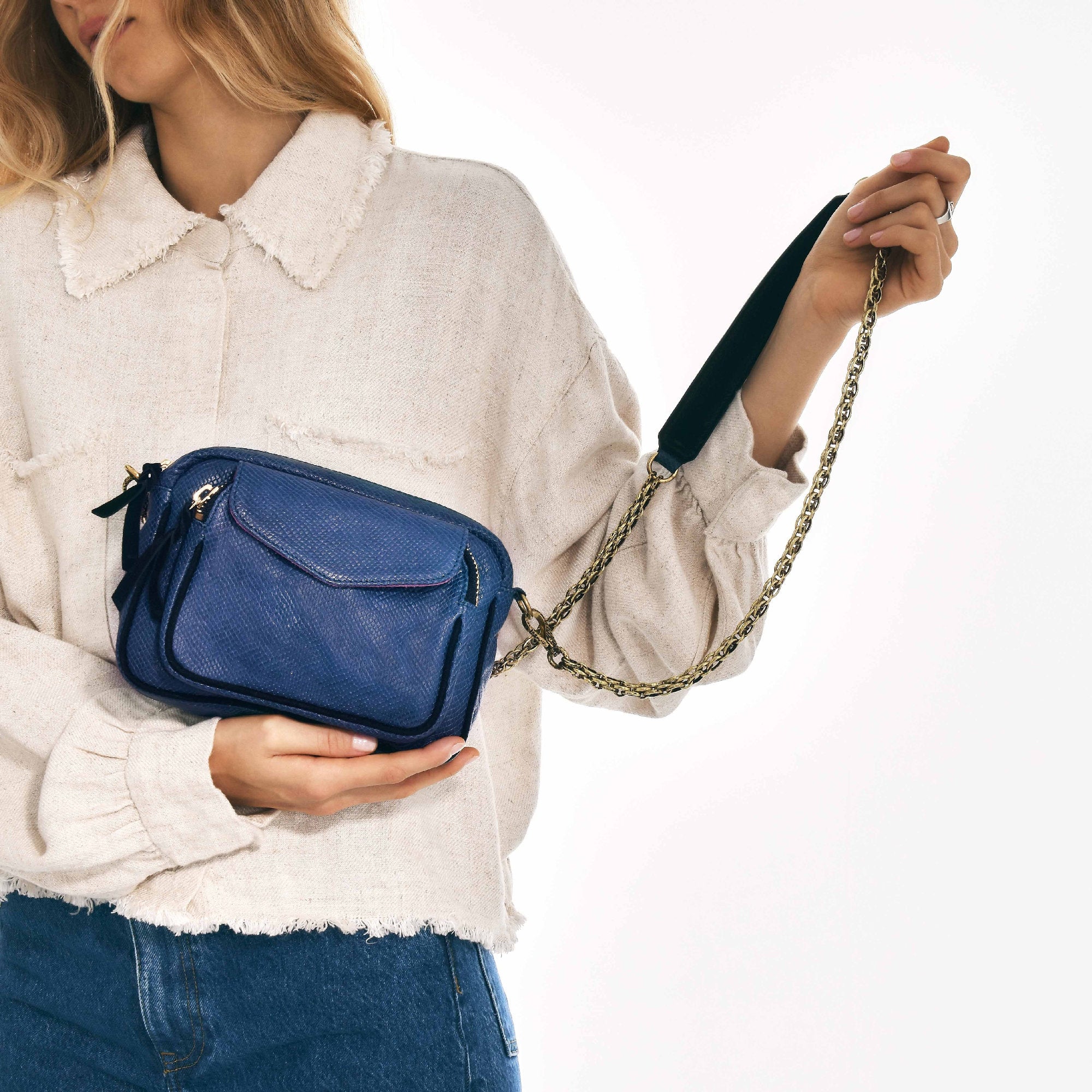 Sac Charly en cuir - Bleu