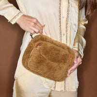 Sac Charly en cuir et peau lainée - Cuivre