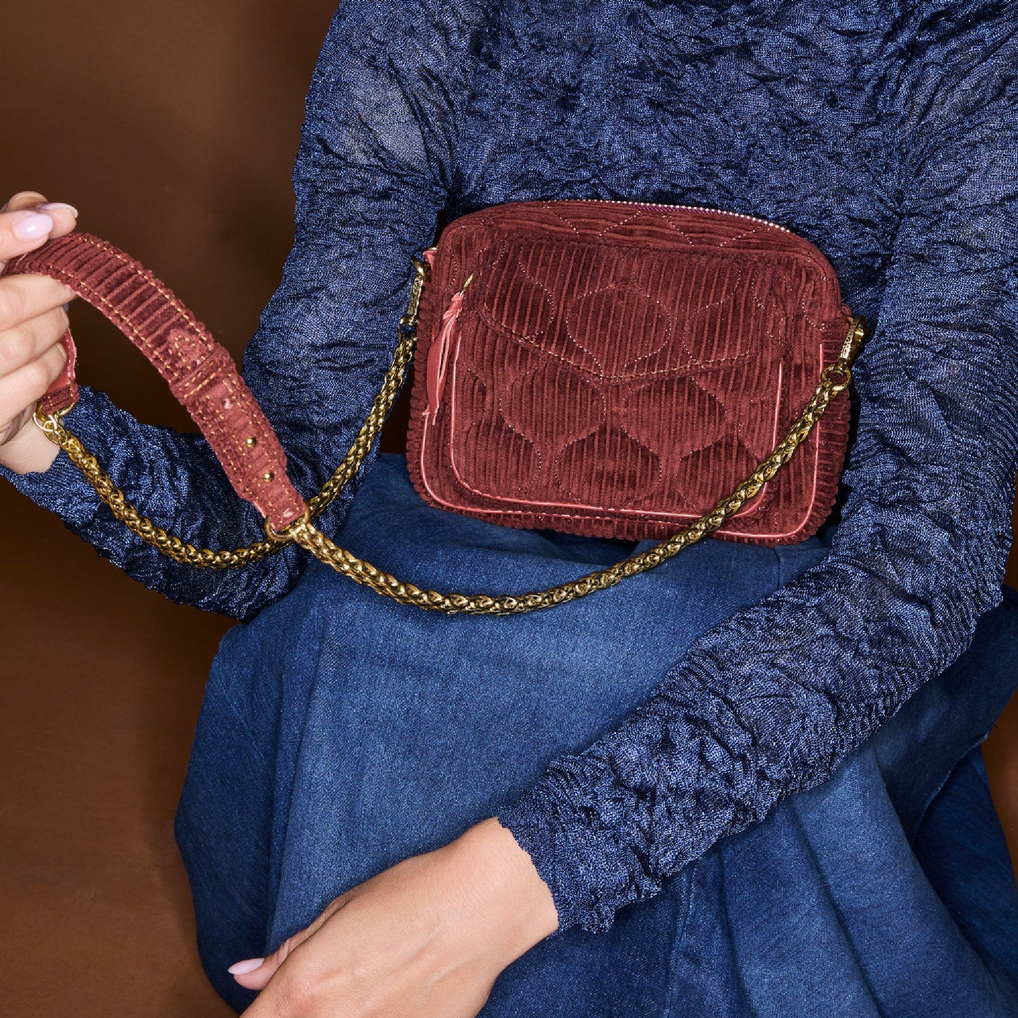 Sac Charly en cuir matelassé - Brique