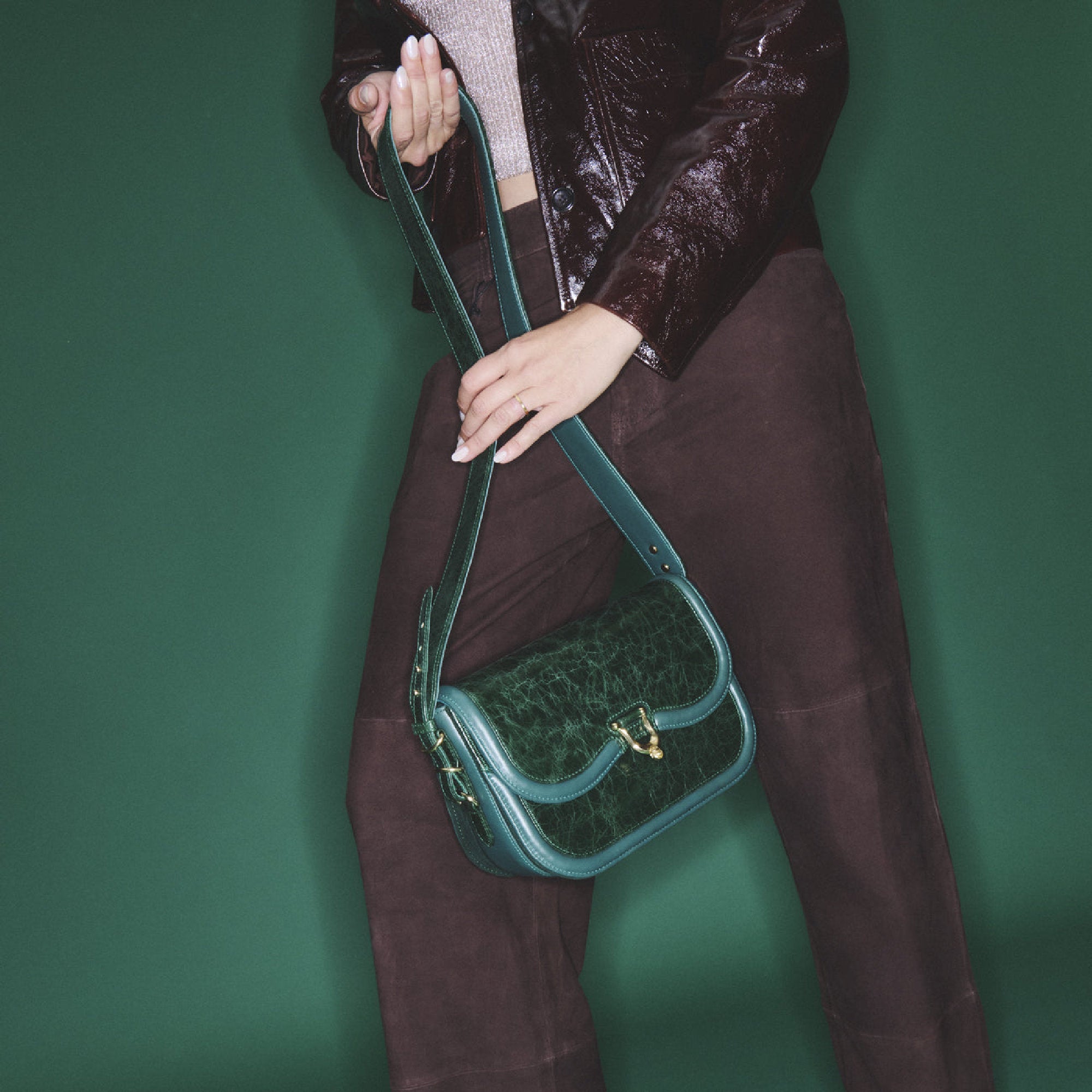 Sac Manon en cuir - Vert Jade