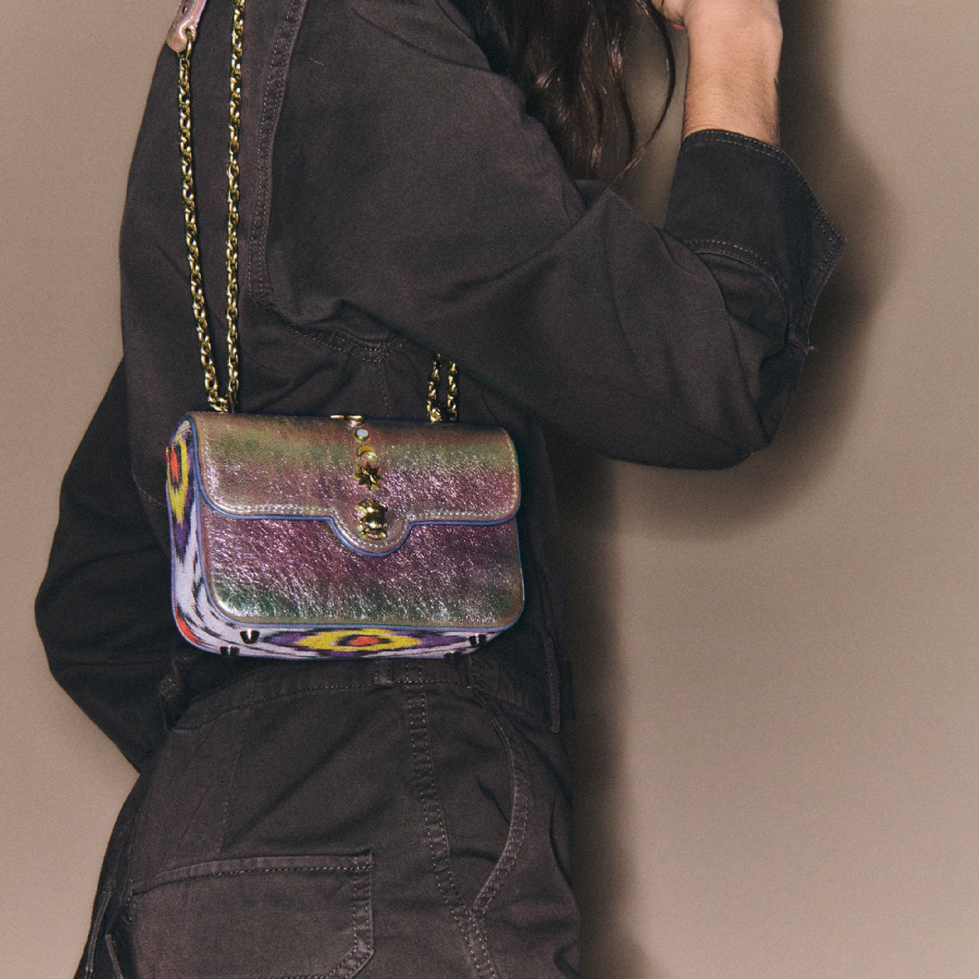 Petit sac Ava en cuir - Lune