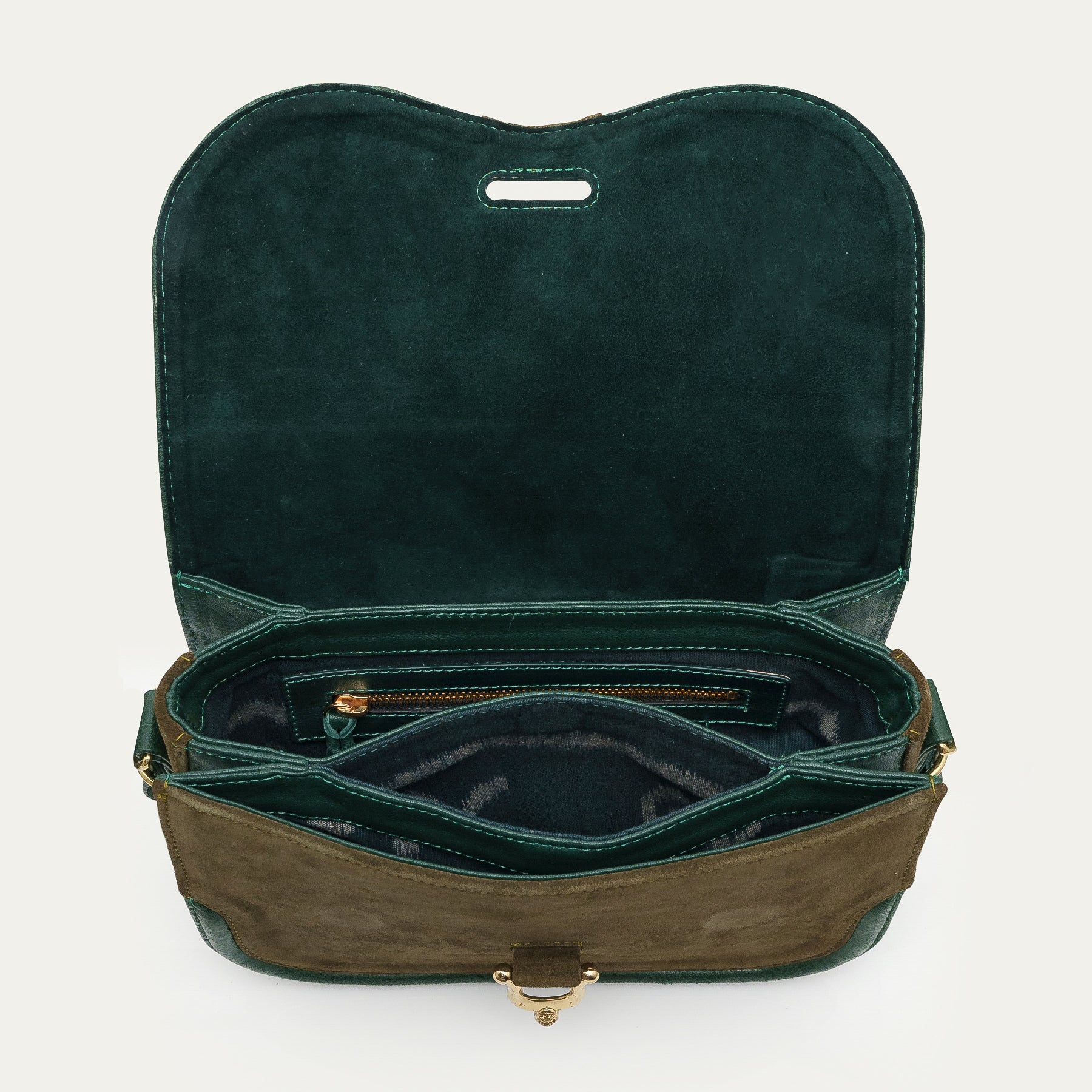 Petit sac Manon en suède - Vert & Bronze