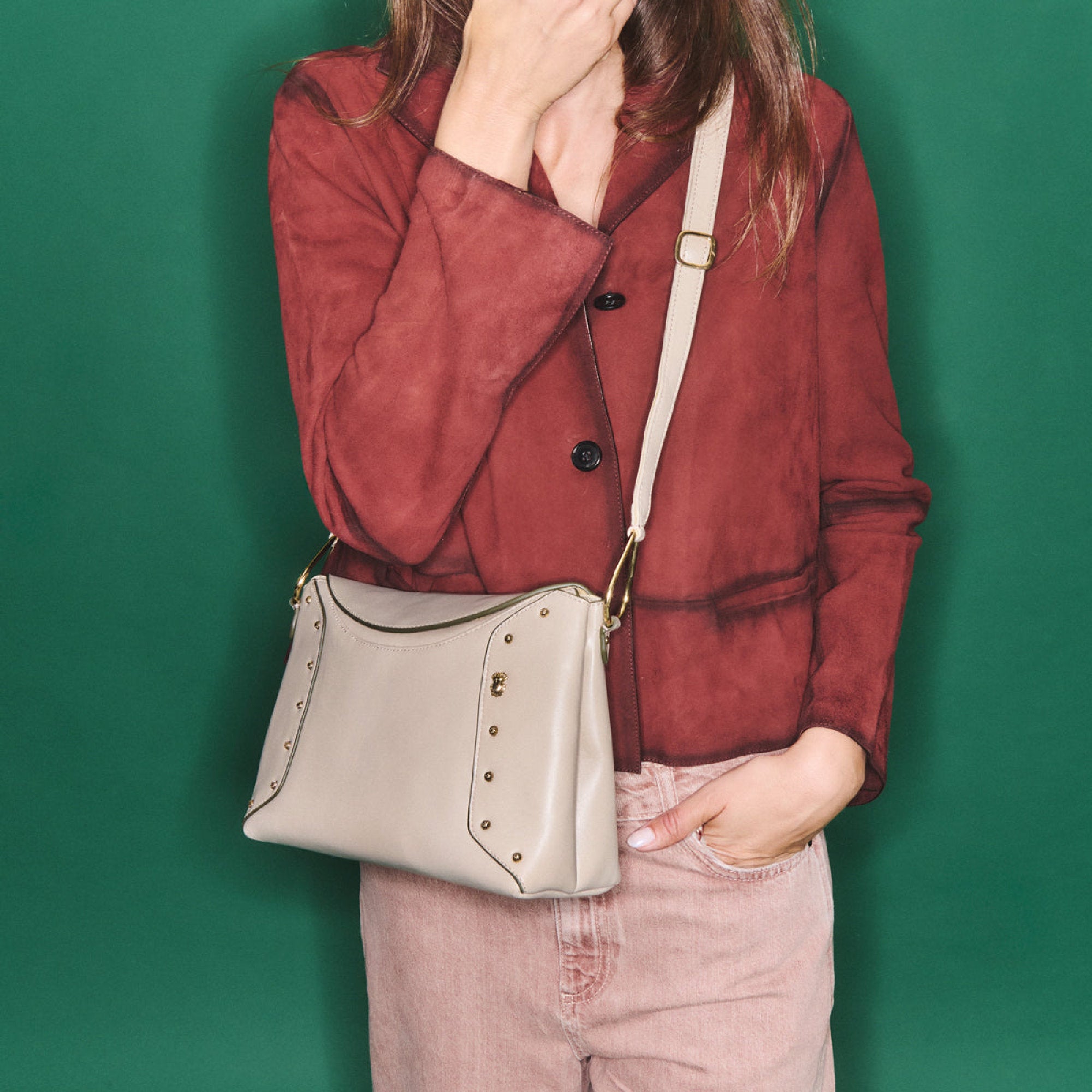 Gaia bag in nappa leather - Gypsum