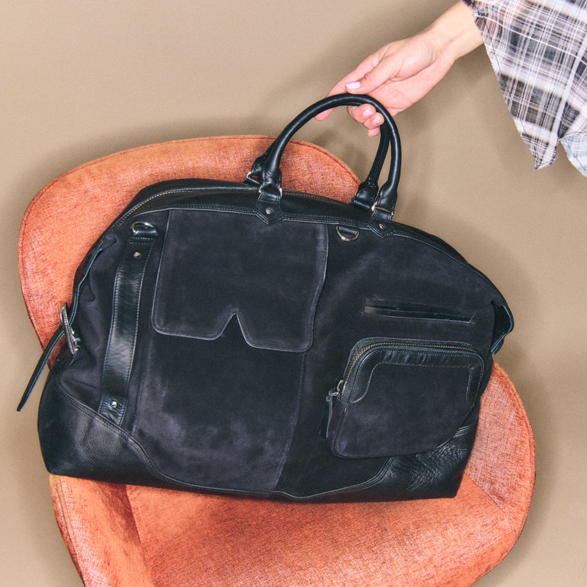 Sac de voyage Vitto en cuir de veau - Noir