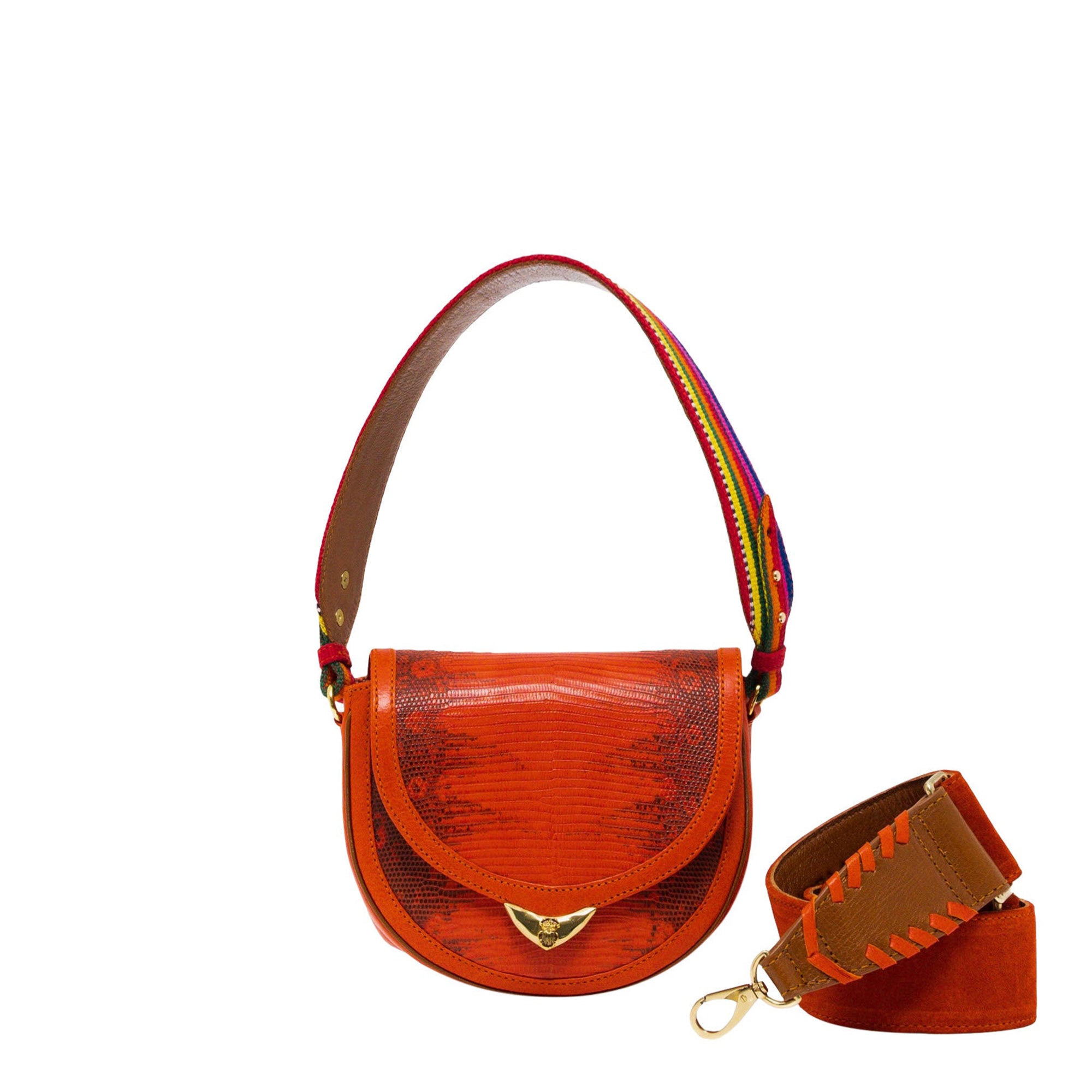 Sac Victoria en lézard - Orange Goyave