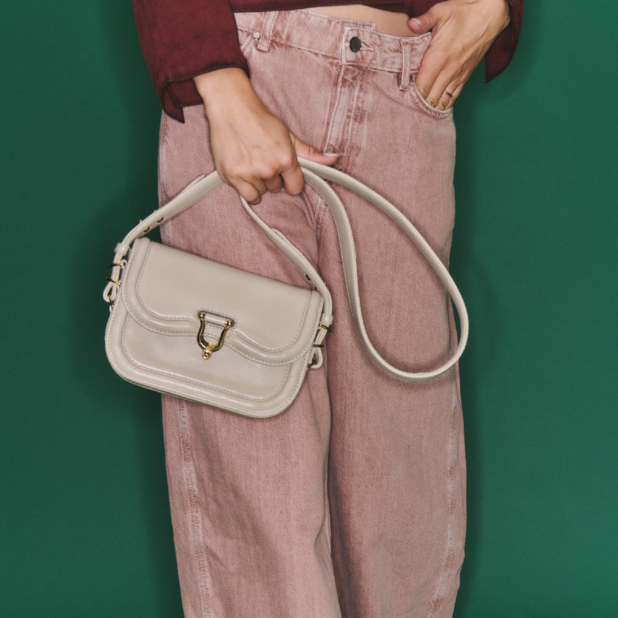 Petit sac Manon en cuir nappa - Gypse