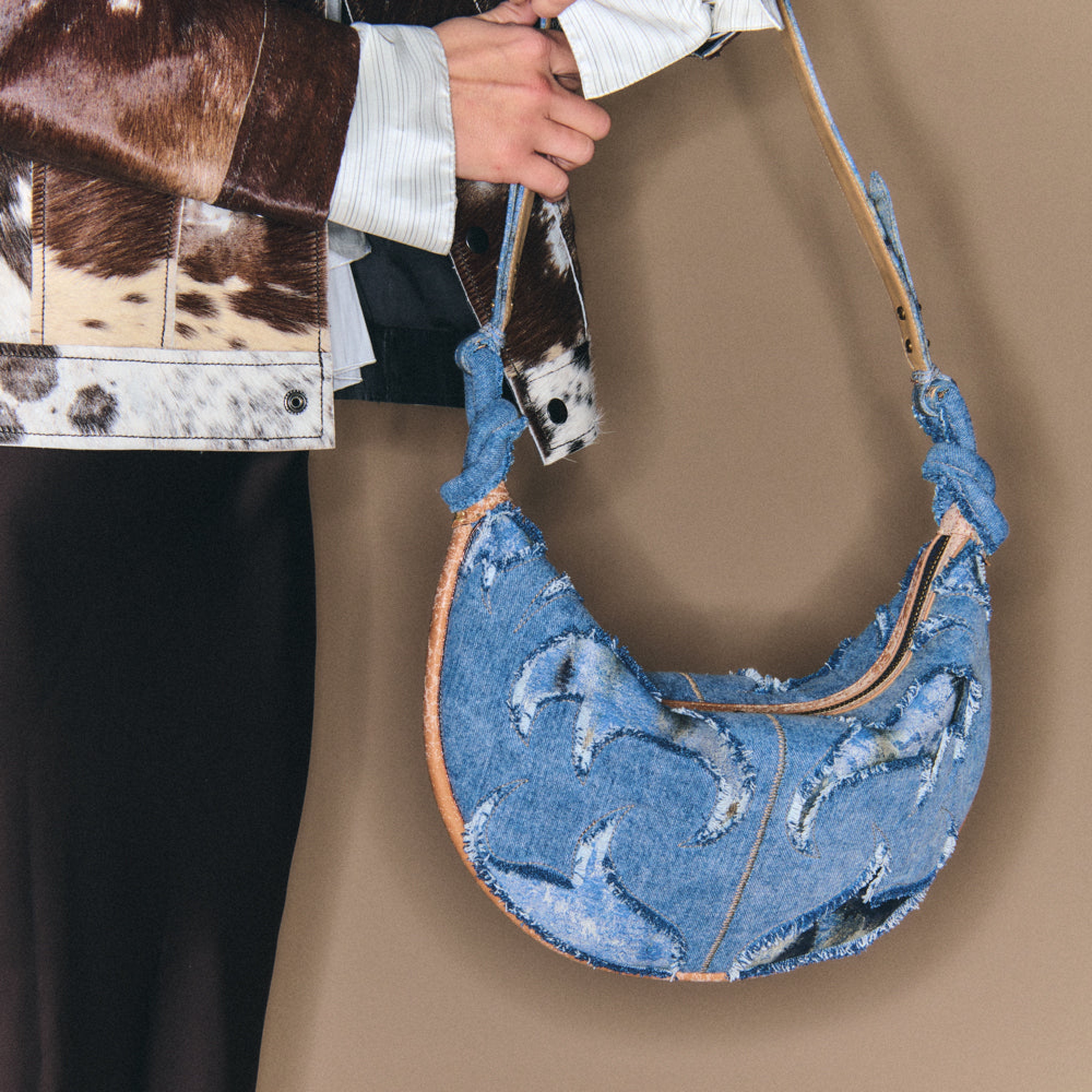 Sac Chris patchwork de tissus - Denim