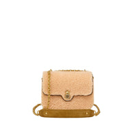 Petit sac Ava en cuir et peau lainée - Beige