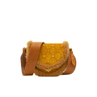 Sac Victoria en cuir & peau lainée - Cuivre & Ambre