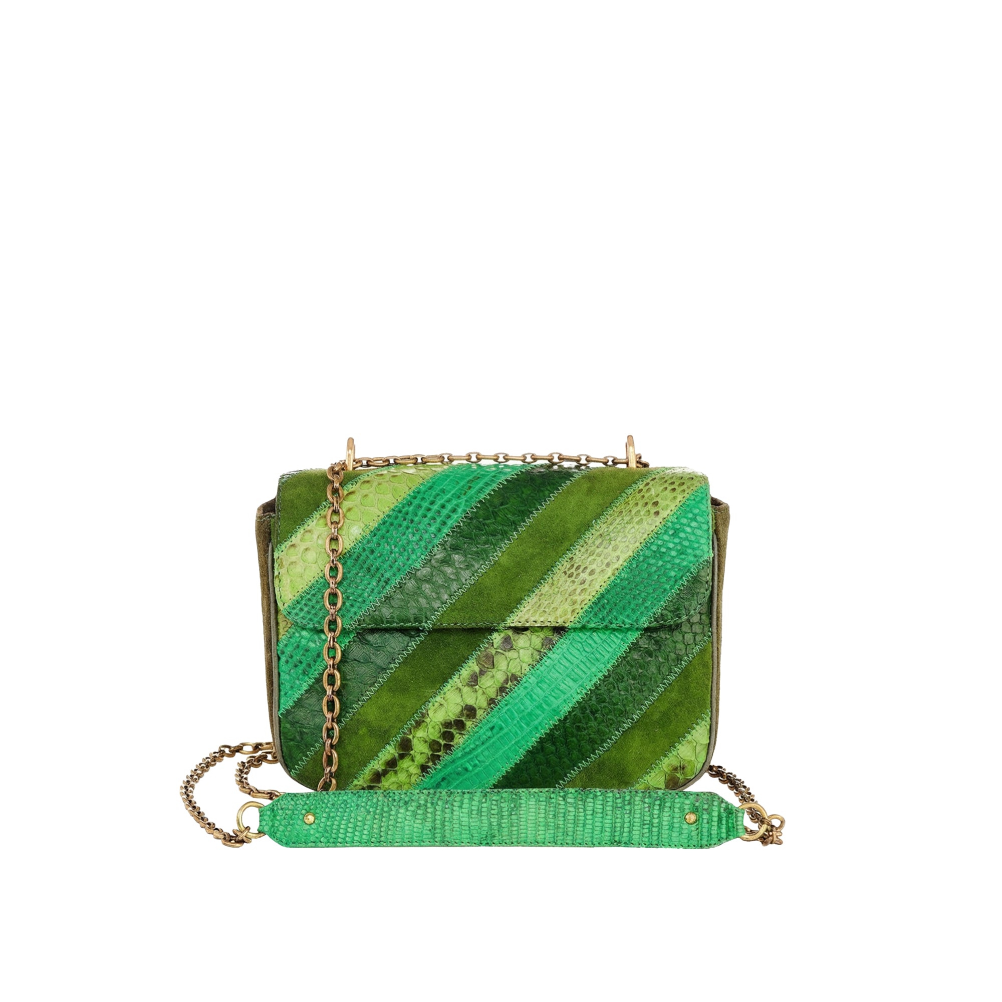 Ava bag in python - Patchwork Green
