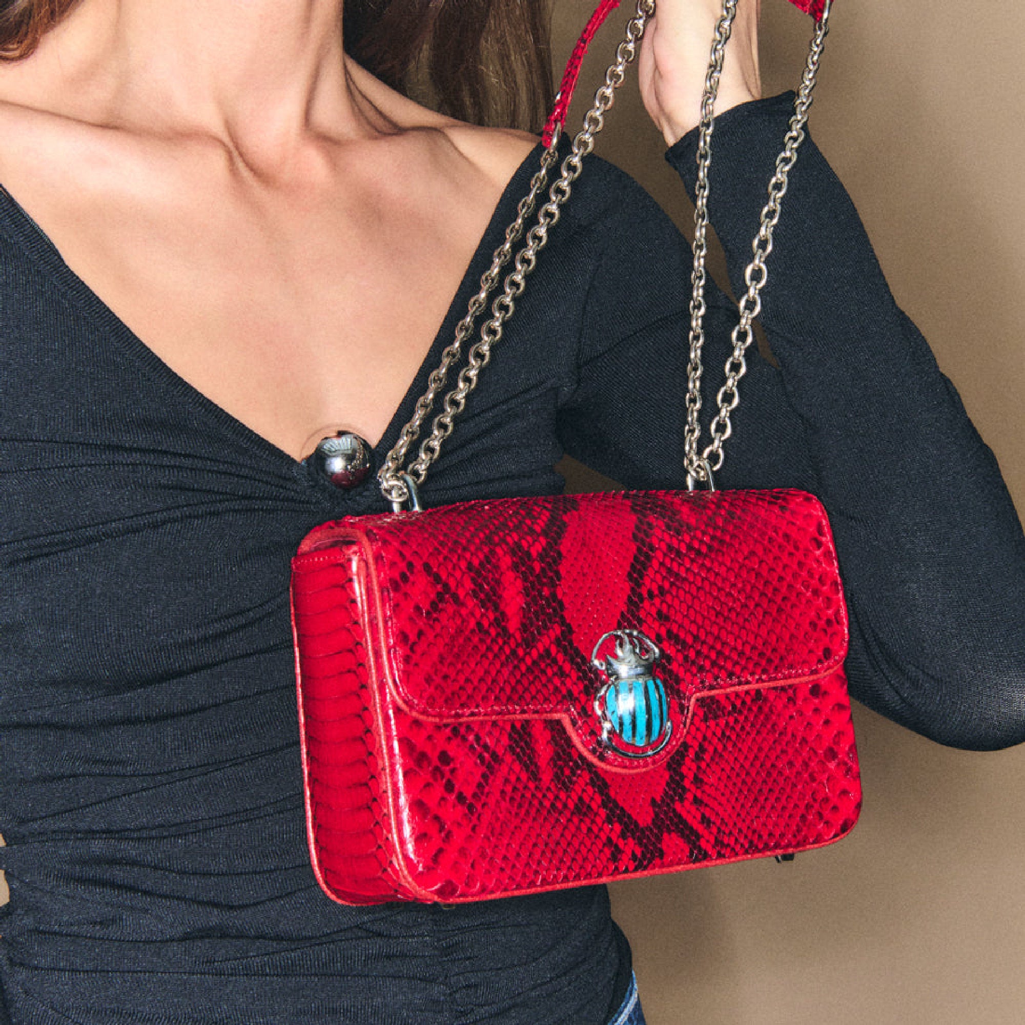 Sac medium Ava en python - Rubis