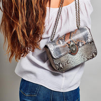 Grand sac Ava en python - Owl Gris