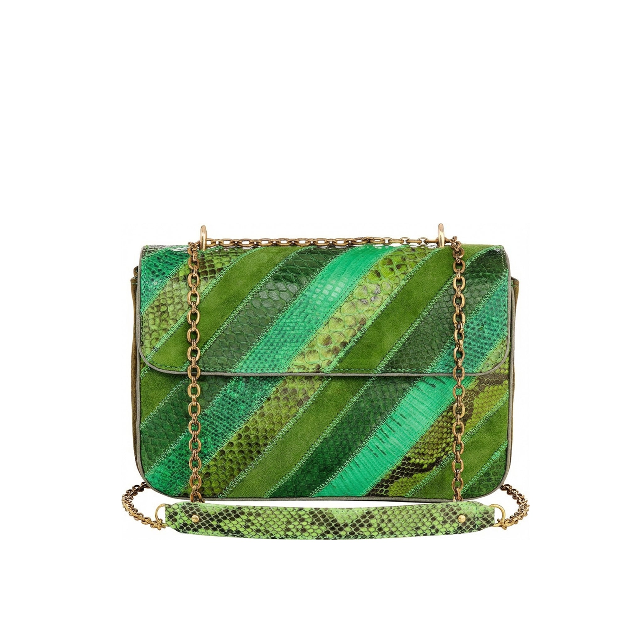 Grand sac Ava en python - Patchwork vert