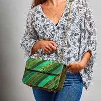 Grand sac Ava en python - Patchwork vert