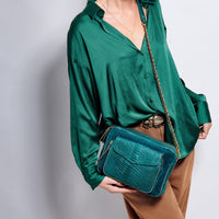 Grand sac Charly chaîne en python - Bleu Canard