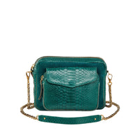 Grand sac Charly chaîne en python - Bleu Canard