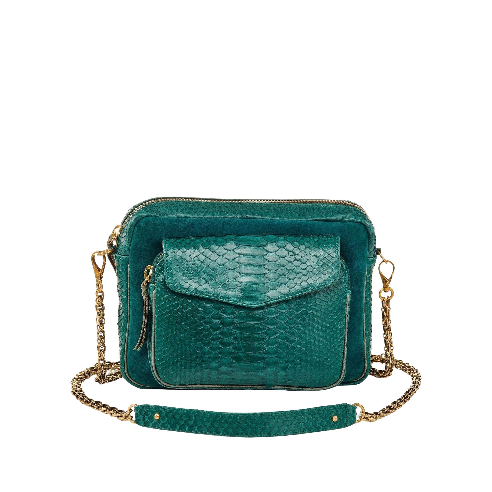 Grand sac Charly chaîne en python - Bleu Canard