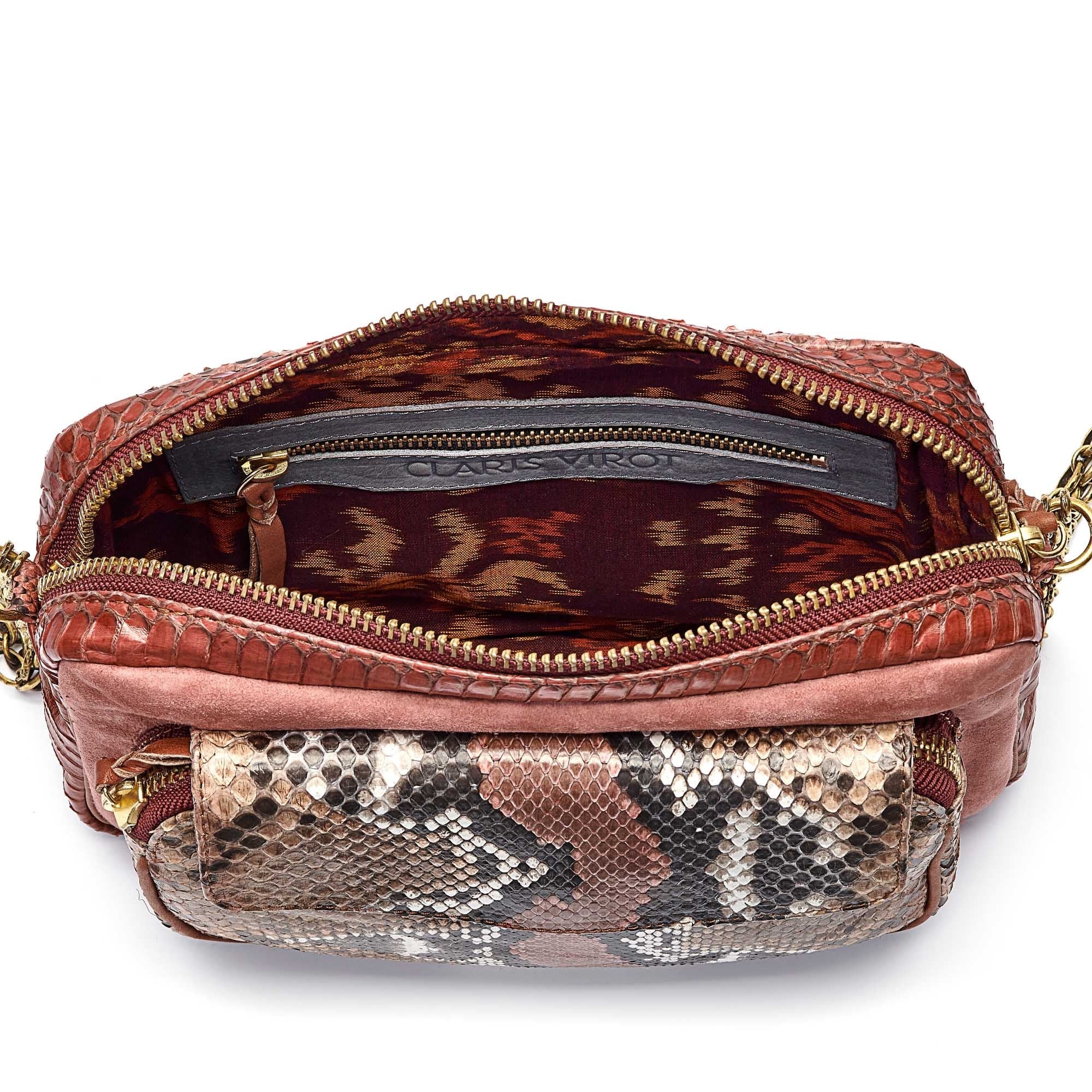 Grand sac Charly chaîne en python - Rose Painted