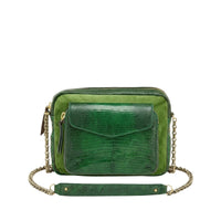 Grand sac Charly chaîne en lézard et python - Vert Mousse