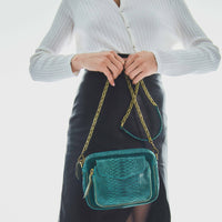 Sac Charly en python - Bleu Canard