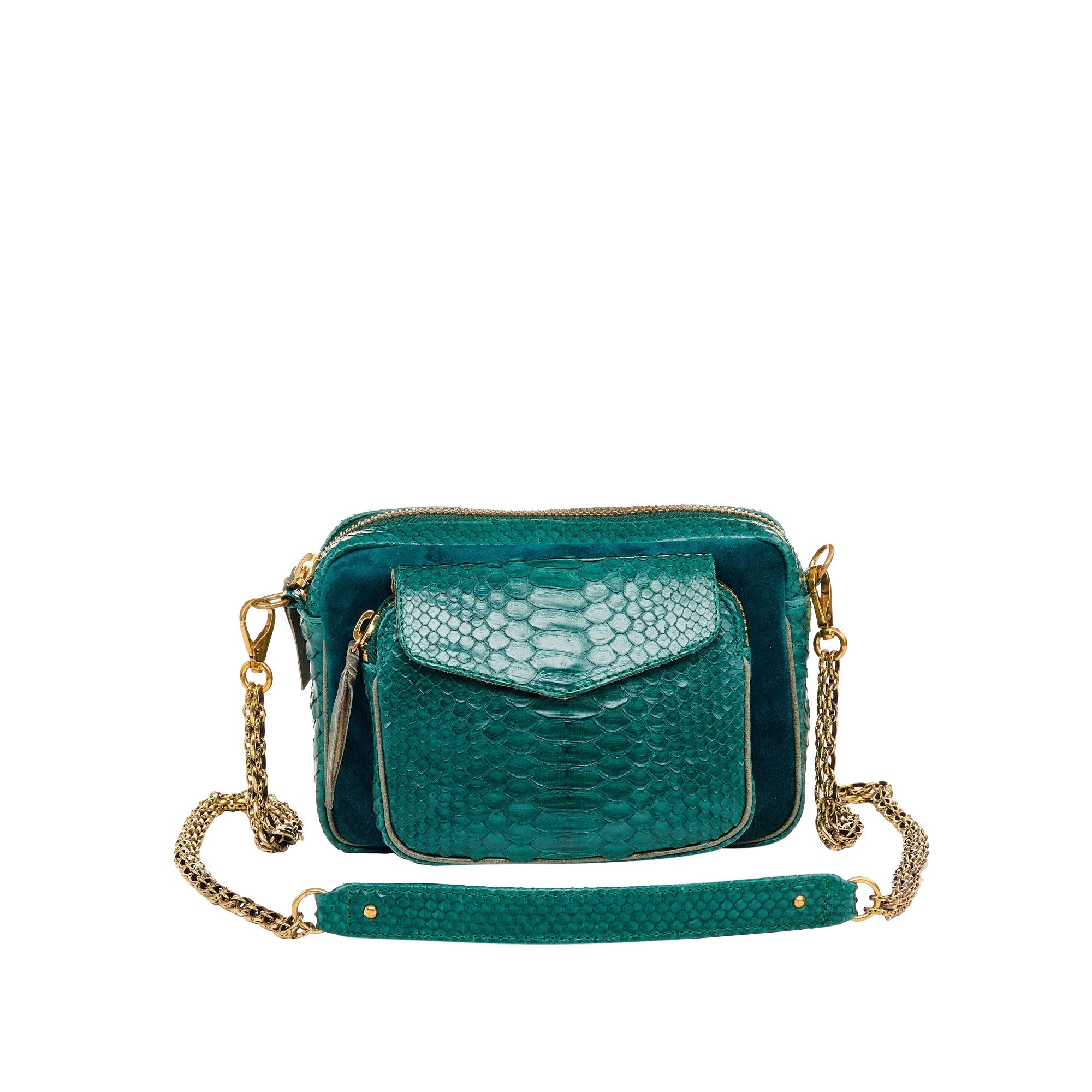 Sac Charly en python - Bleu Canard